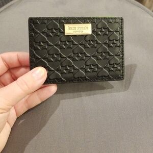 💕KATE SPADE💕 Penn Place Embossed Graham Card Holder Wallet Black Spade NWT